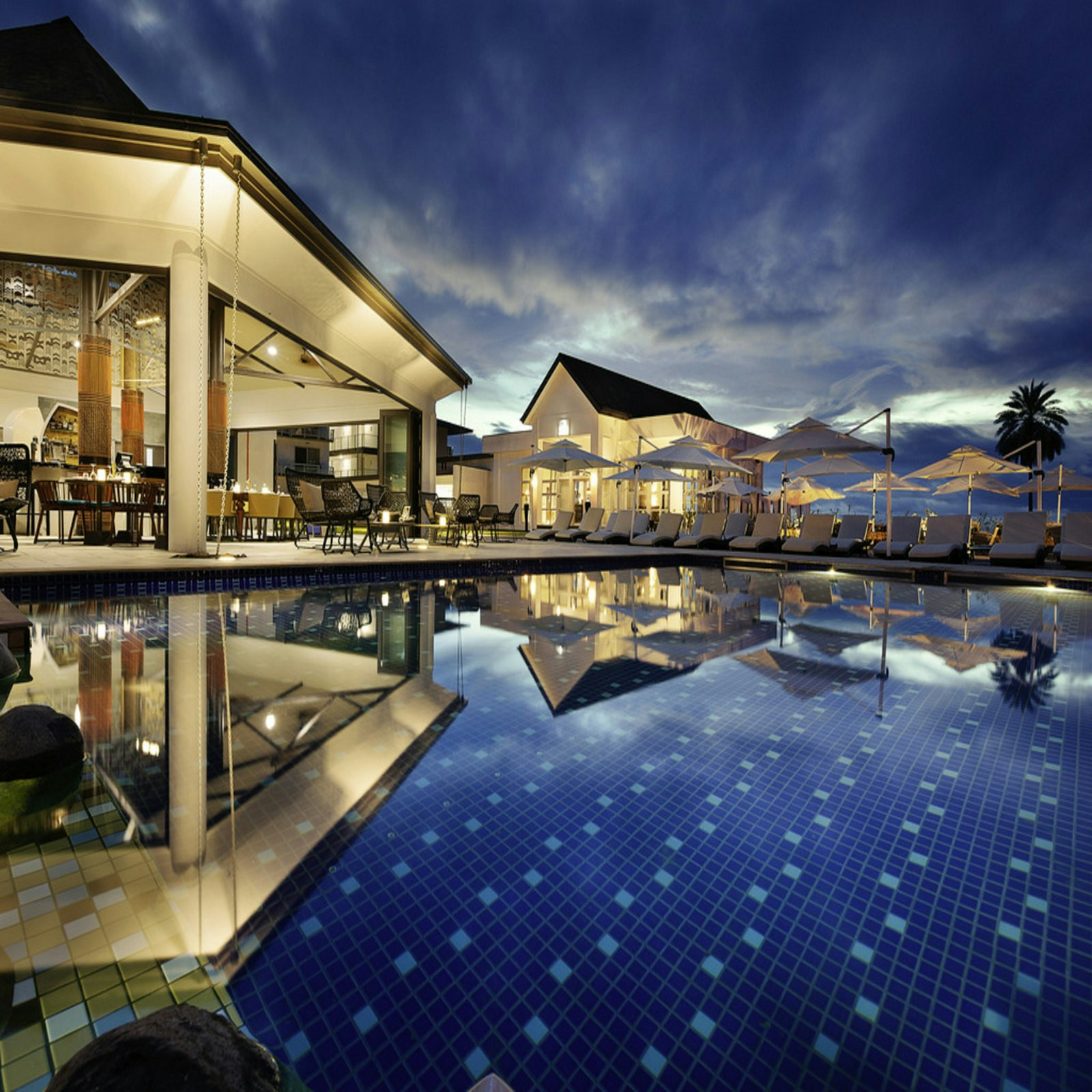 Illustrative quiet water and bathing setting