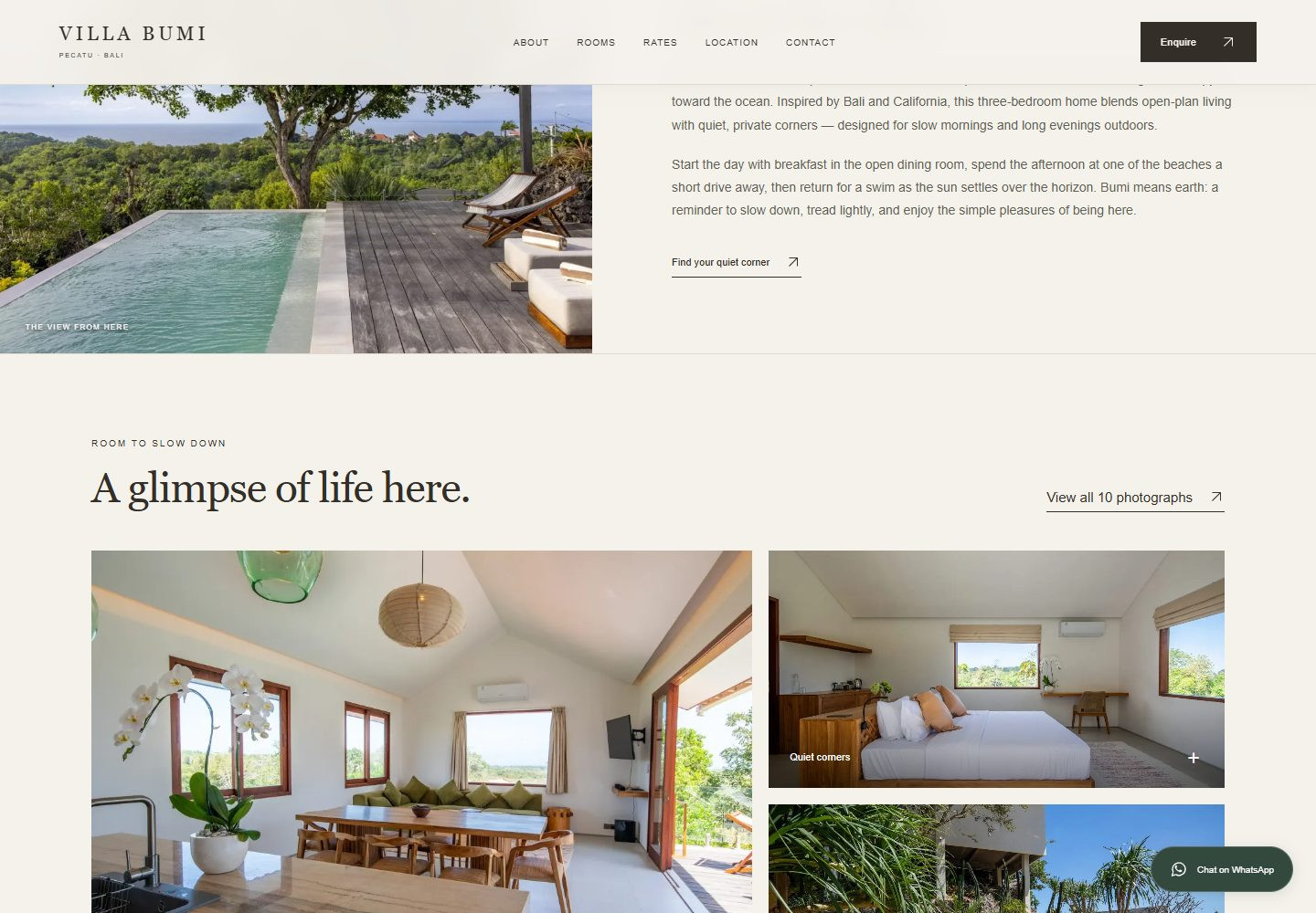 Villa Bumi — Inside the website