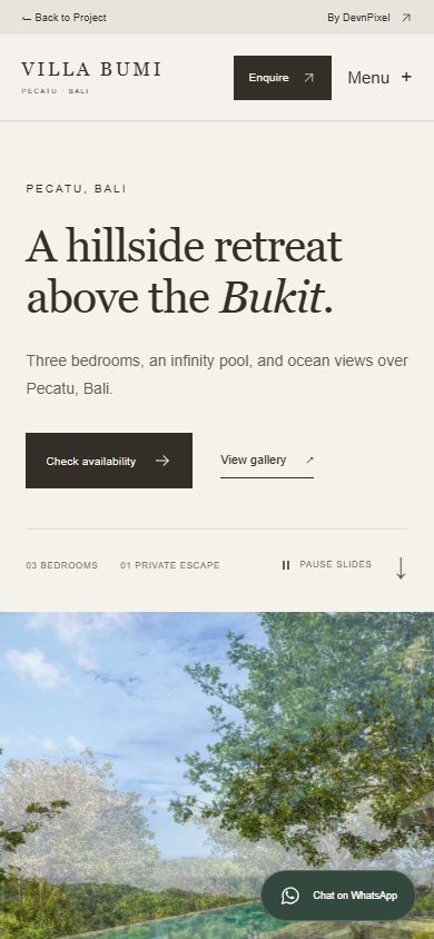 Villa Bumi — Mobile experience