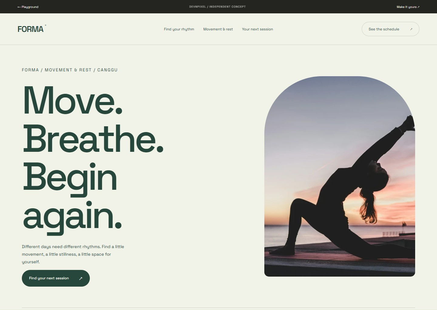 FORMA / movement & rest — Design concept